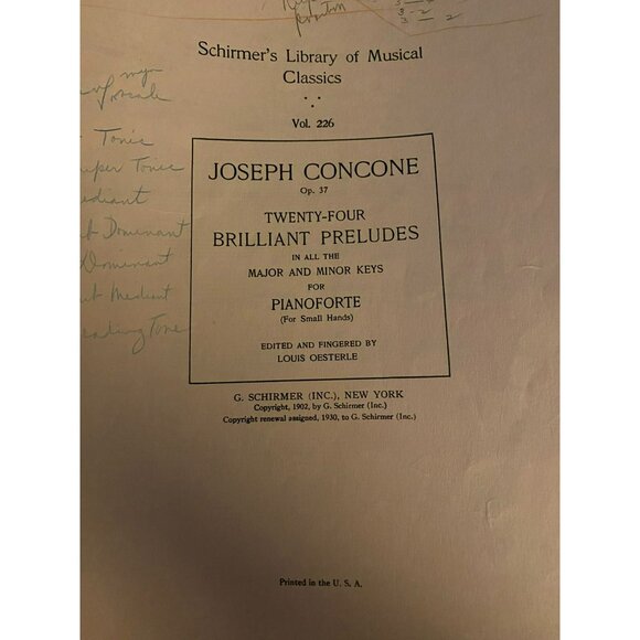 Schirmers Library Vol. 226 Concone Op. 37 Twenty-Four Brilliant Preludes Piano - Picture 3 of 7